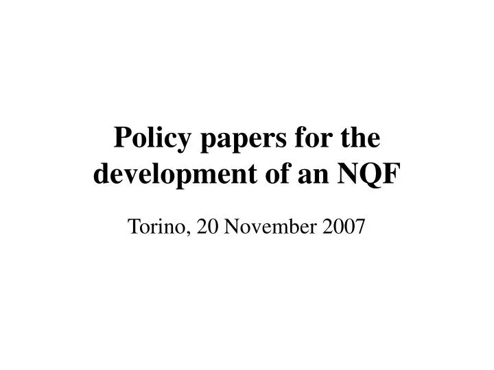 policy papers for the development of an nqf
