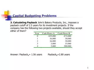 Capital Budgeting Problems