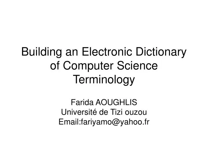 building an electronic dictionary of computer science terminology