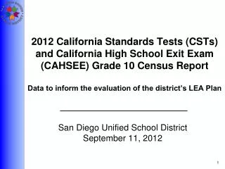 San Diego Unified School District September 11, 2012