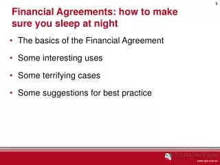 Financial Agreements: how to make sure you sleep at night
