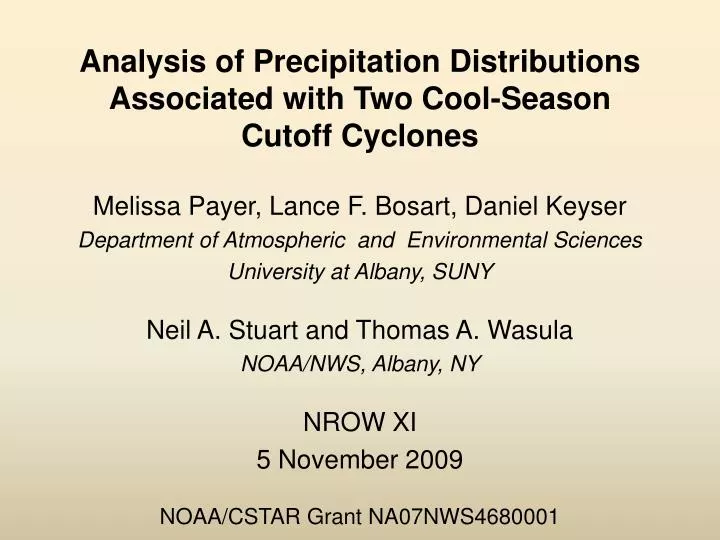 analysis of precipitation distributions associated with two cool season cutoff cyclones