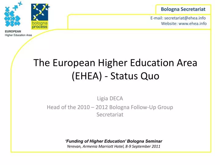 the european higher education area ehea status quo