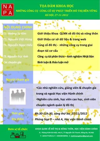 t a m khoa h c nh ng c ng c c ng c s ph t tri n th b n v ng h n i 27 11 2012