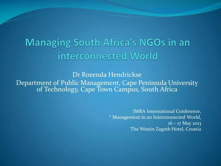 managing south africa s ngos in an interconnected world