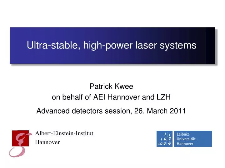 ultra stable high power laser systems