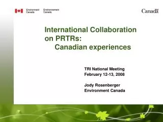 International Collaboration on PRTRs: Canadian experiences
