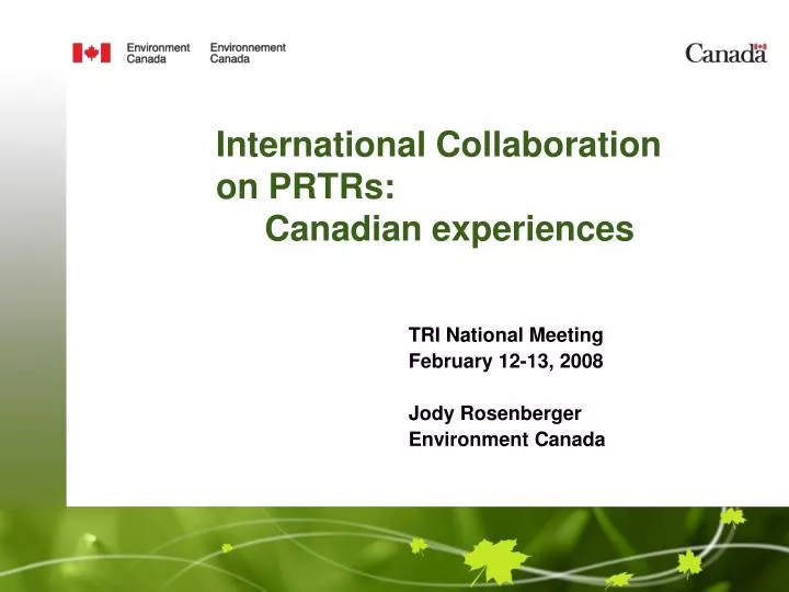international collaboration on prtrs canadian experiences