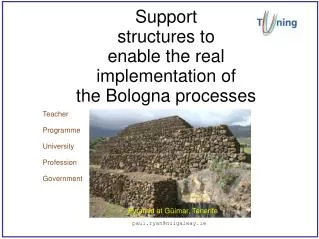 Support structures to enable the real implementation of the Bologna processes