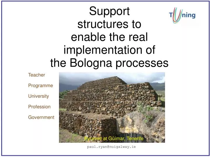 support structures to enable the real implementation of the bologna processes