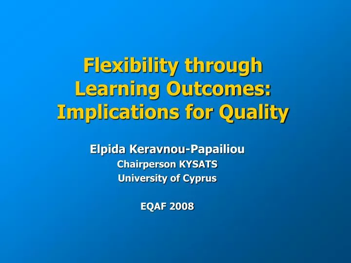 flexibility through learning outcomes implications for quality
