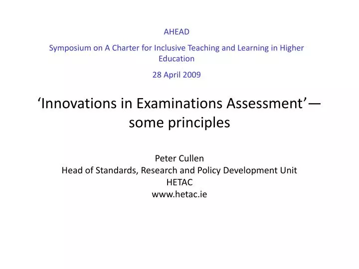 innovations in examinations assessment some principles