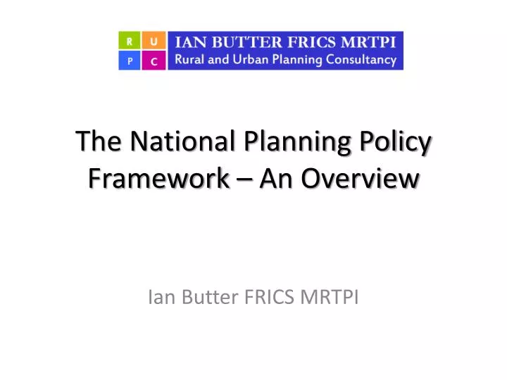 the national planning policy framework an overview