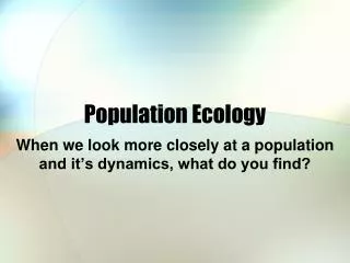 Population Ecology