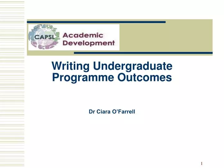 writing undergraduate programme outcomes dr ciara o farrell