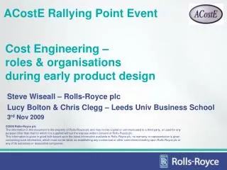 ACostE Rallying Point Event