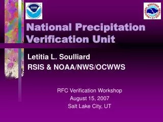 National Precipitation Verification Unit