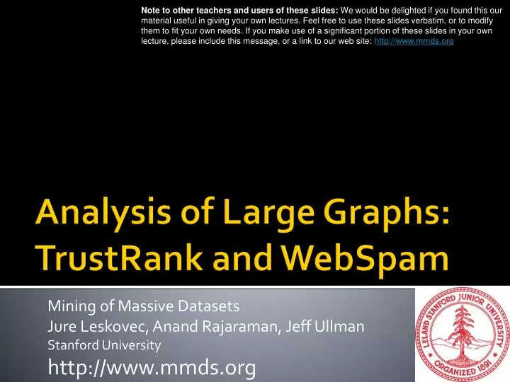 analysis of large graphs trustrank and webspam