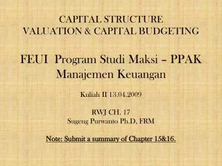 CAPITAL STRUCTURE AND FIRM VALUE