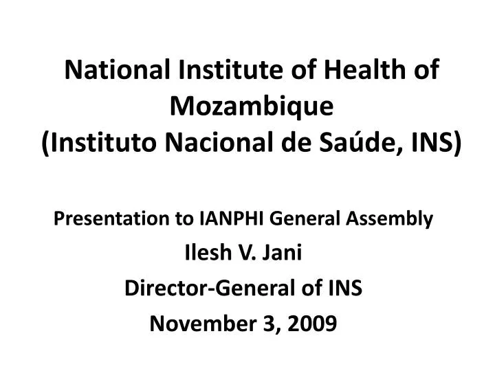 national institute of health of mozambique instituto nacional de sa de ins