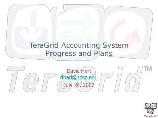 TeraGrid Accounting System Progress and Plans