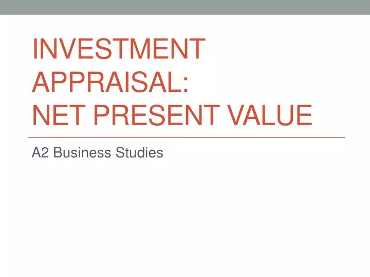 investment appraisal net present value