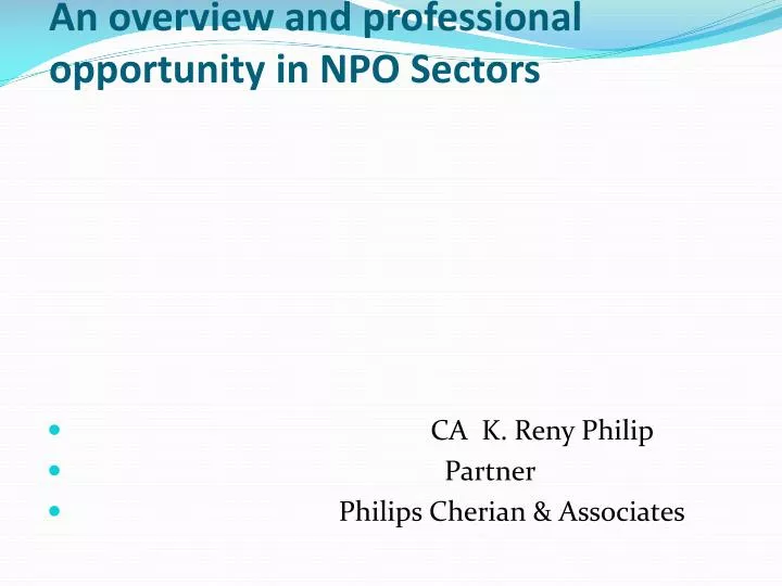 an overview and professional opportunity in npo sectors
