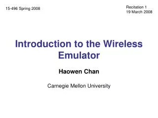 Introduction to the Wireless Emulator