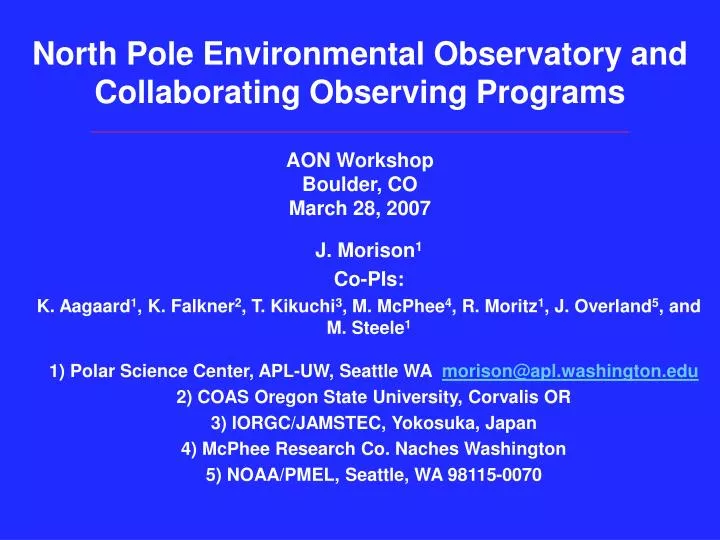 north pole environmental observatory and collaborating observing programs