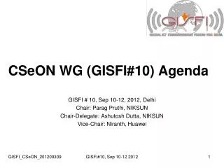 CSeON WG (GISFI#10) Agenda