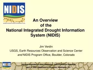 An Overview of the National Integrated Drought Information System (NIDIS)
