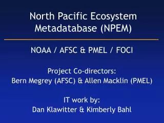 North Pacific Ecosystem Metadatabase (NPEM)