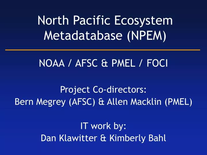 north pacific ecosystem metadatabase npem