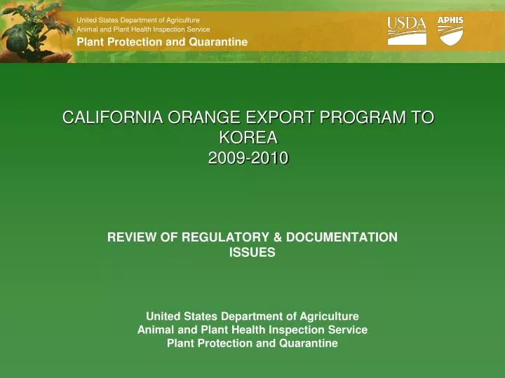 california orange export program to korea 2009 2010