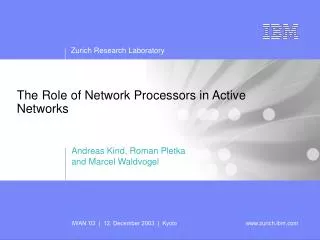 the role of network processors in active networks