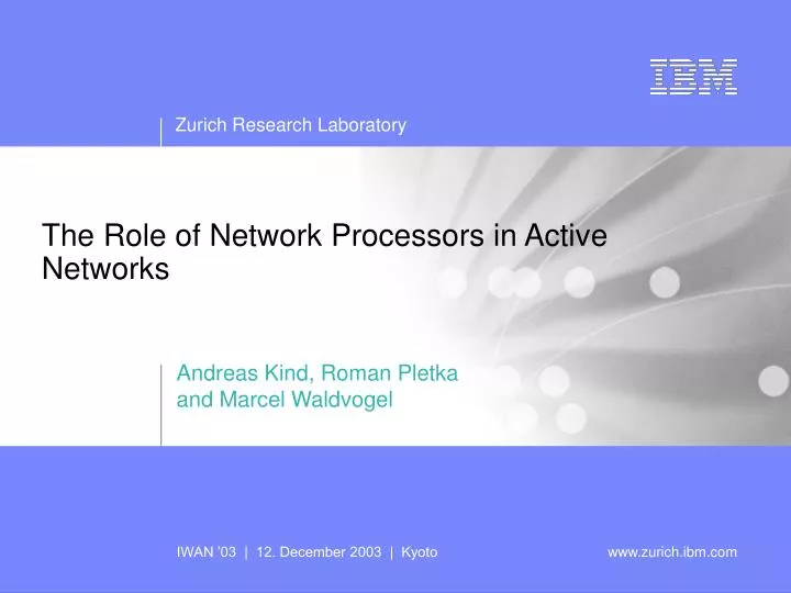 the role of network processors in active networks