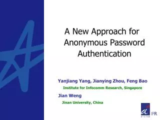 A New Approach for Anonymous Password Authentication