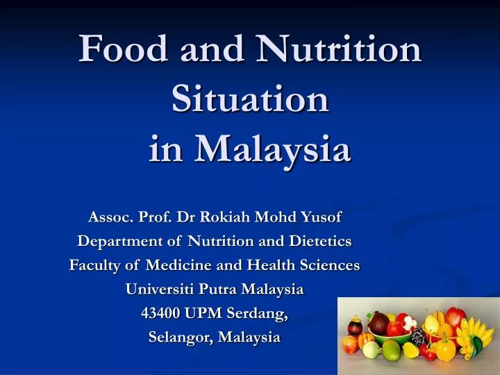 food and nutrition situation in malaysia