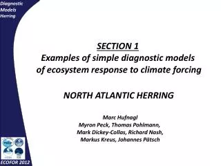 SECTION 1 Examples of simple diagnostic models of ecosystem response to climate forcing