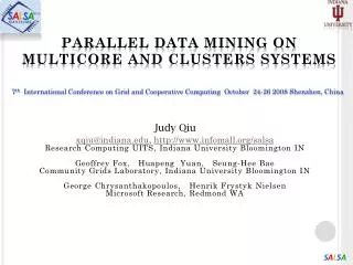 parallel data mining on multicore and clusters Systems