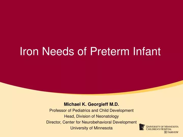 iron needs of preterm infant