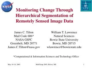 Monitoring Change Through Hierarchical Segmentation of Remotely Sensed Image Data