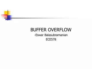 BUFFER OVERFLOW -Eswar Balasubramanian ECE578