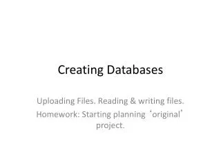 Creating Databases