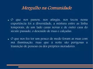 mergulho na comunidade