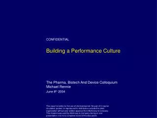 Building a Performance Culture