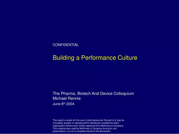 building a performance culture