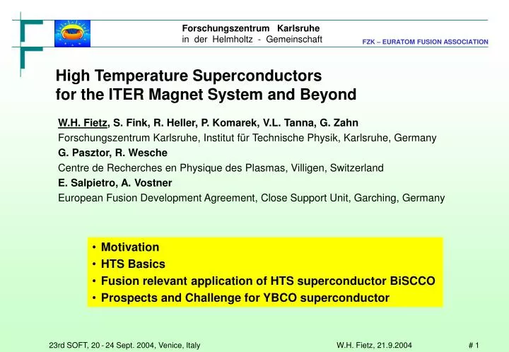 high temperature superconductors for the iter magnet system and beyond