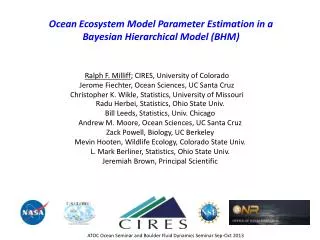 Ocean Ecosystem Model Parameter Estimation in a Bayesian Hierarchical Model (BHM)