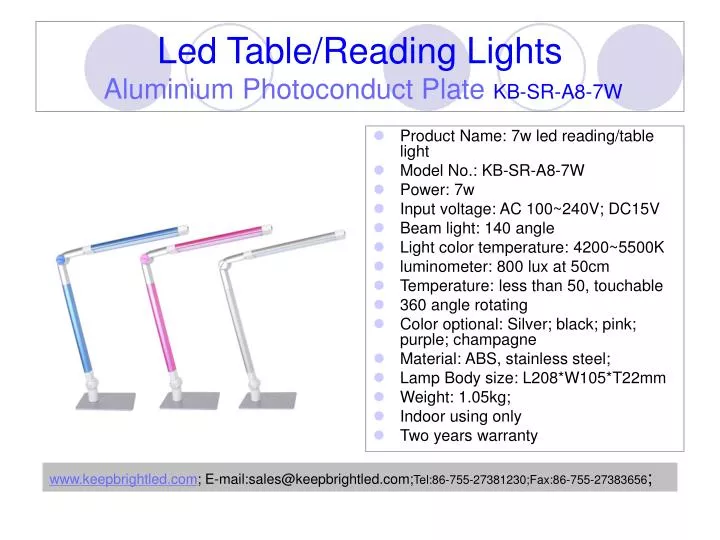 led table reading lights aluminium photoconduct plate kb sr a8 7w